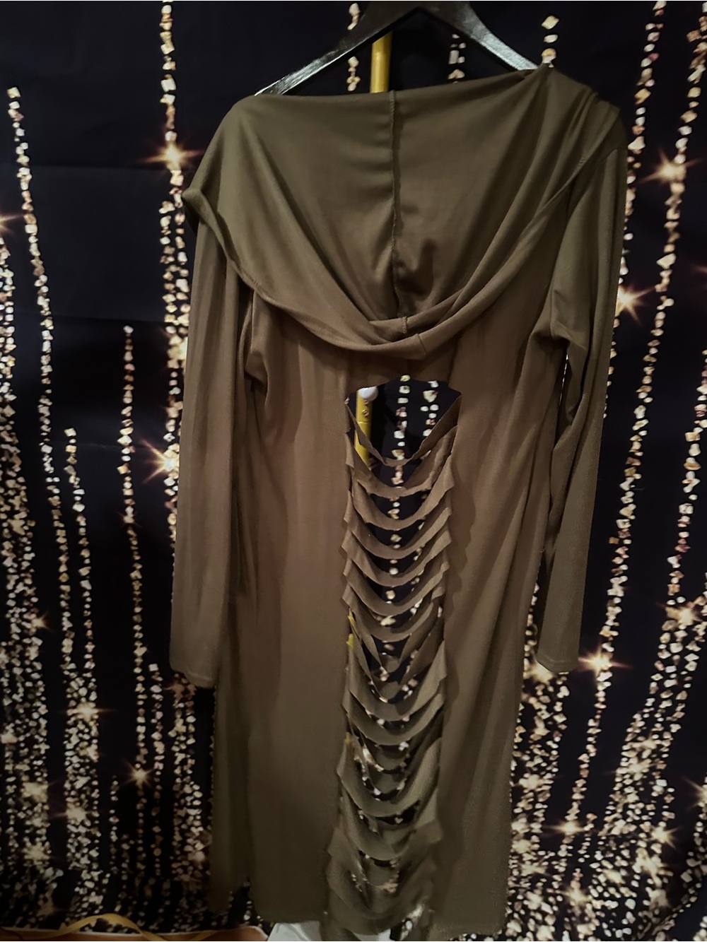 Olive Green Long Sleeve Cutout Back Dress